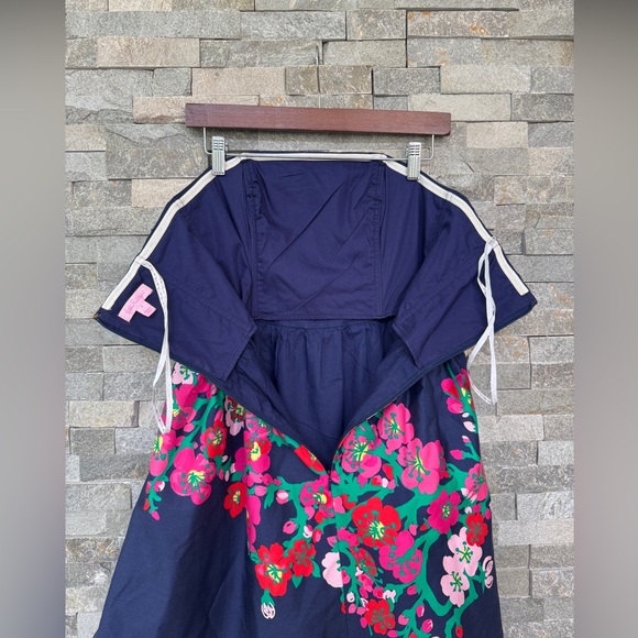 Lily Pulitzer Navy Blue Floral Strapless Dress 2 - Picture 10 of 15